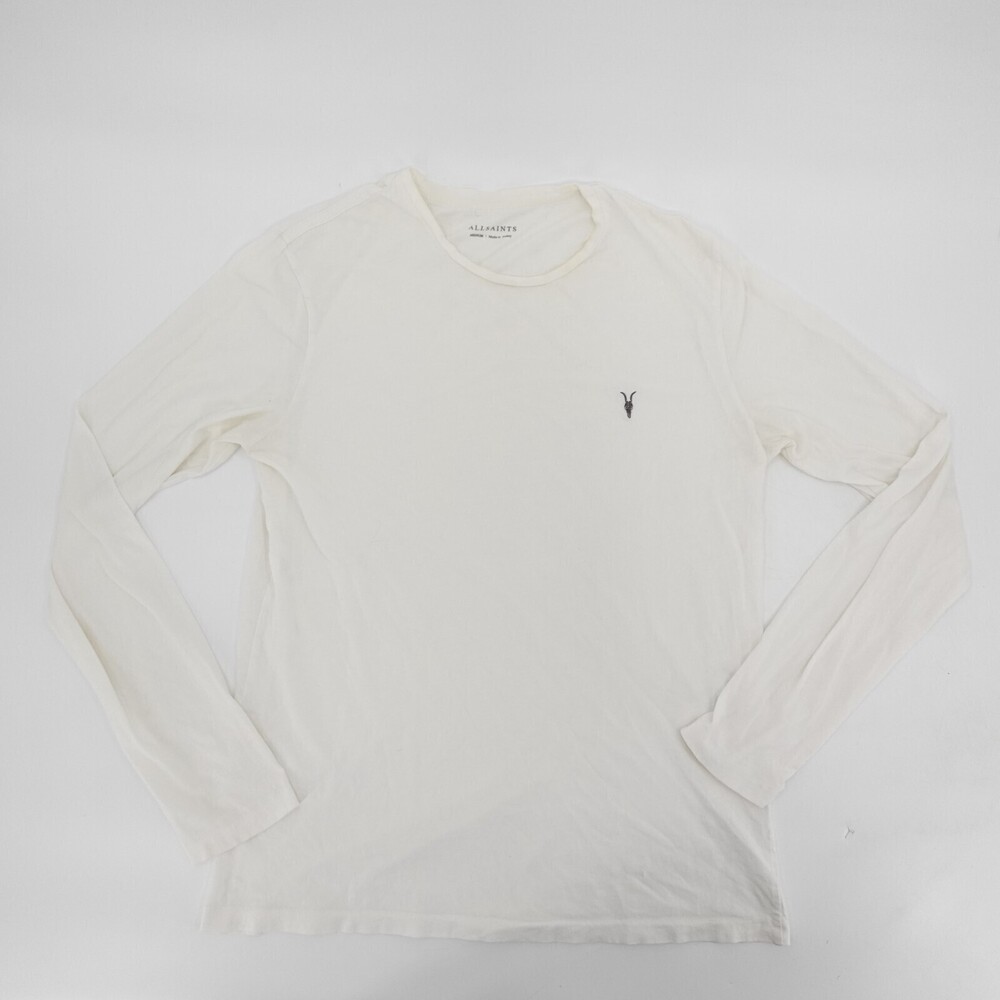AllSaints Shirt Womens Medium White Long Sleeve Designer T-Shirt Crew Neck